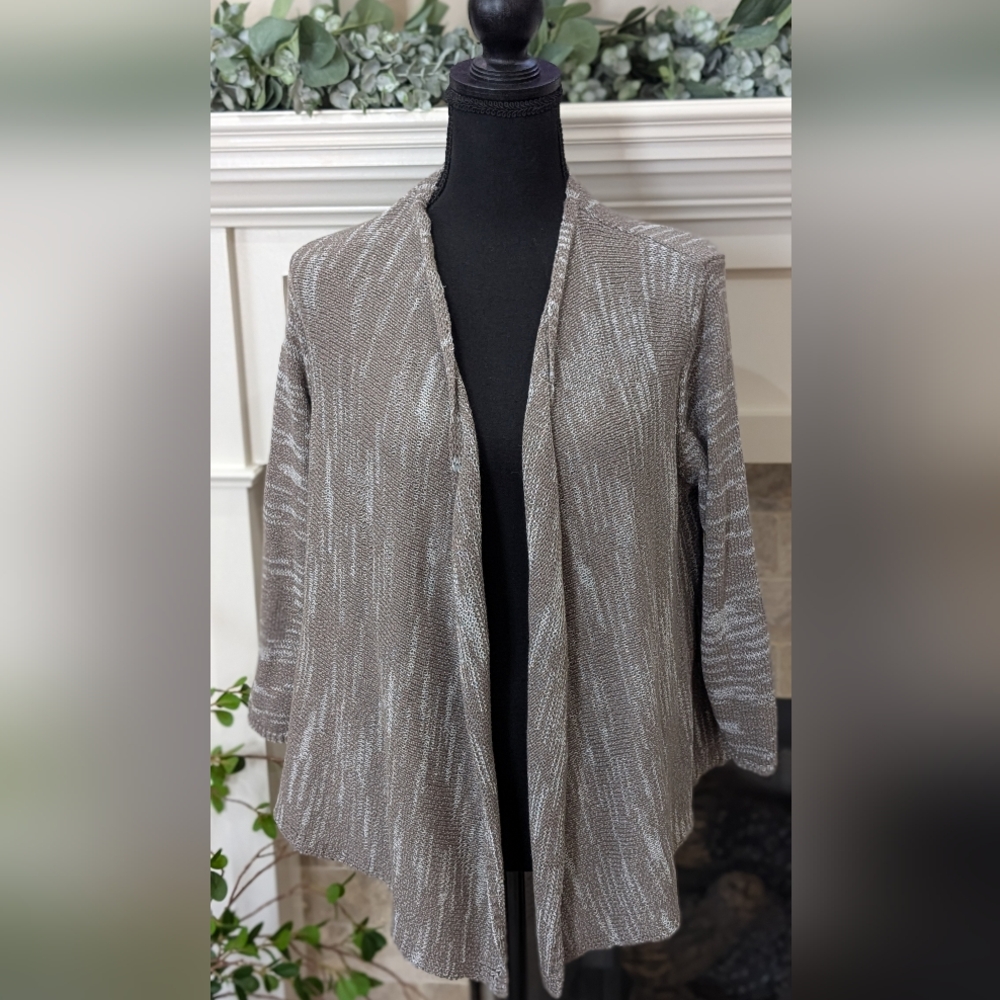 pure jill Women's Gray Cardigan Sweater